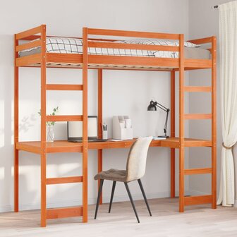 Hoogslaper zonder matras massief grenenhout wasbruin 80x200 cm 1