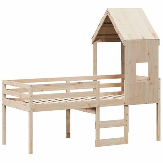 Hoogslaper met bedhuis massief grenenhout 80x200 cm 3