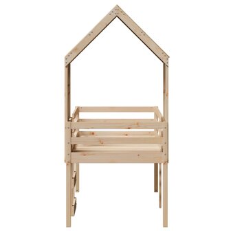 Hoogslaper met dak massief grenenhout wasbruin 75x190 cm 7