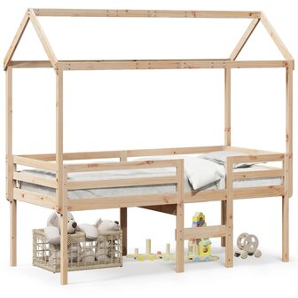 Hoogslaper met bedhuis massief grenenhout 80x200 cm 2