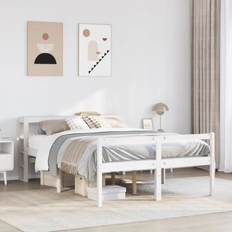 Seniorenbed met hoofdbord massief grenenhout wit 140x200 cm 1
