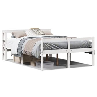 Seniorenbed met hoofdbord massief grenenhout wit 140x200 cm 2
