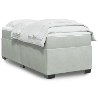 Boxspring met matras fluweel lichtgrijs 80x200 cm 1