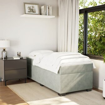 Boxspring met matras fluweel lichtgrijs 80x200 cm 3