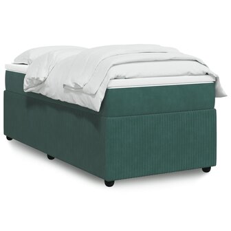 Boxspring met matras fluweel donkergroen 90x200 cm 1