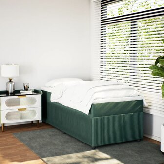 Boxspring met matras fluweel donkergroen 90x200 cm 3