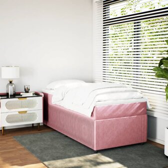 Boxspring met matras fluweel roze 90x200 cm 3