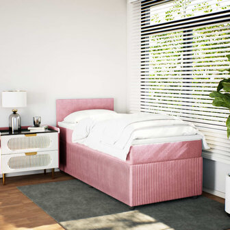 Boxspring met matras fluweel roze 80x200 cm 3