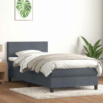 Boxspring met matras fluweel donkergrijs 80x210 cm 1