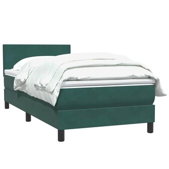 Boxspring met matras fluweel donkergroen 80x210 cm 3