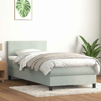 Boxspring met matras fluweel lichtgrijs 80x220 cm 1