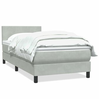 Boxspring met matras fluweel lichtgrijs 80x220 cm 2