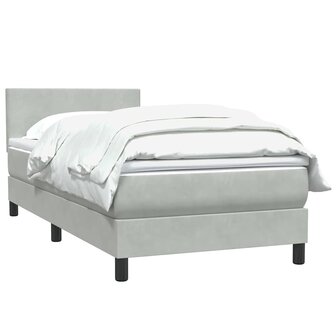 Boxspring met matras fluweel lichtgrijs 80x220 cm 3
