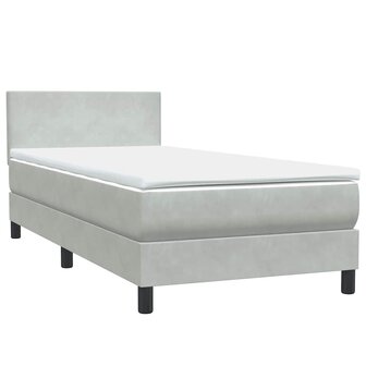 Boxspring met matras fluweel lichtgrijs 80x220 cm 4