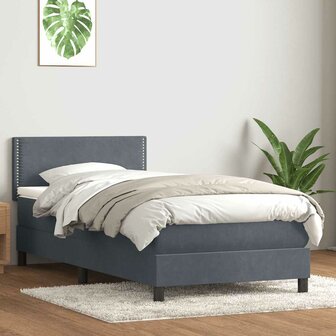 Boxspring met matras fluweel donkergrijs 80x210 cm 1