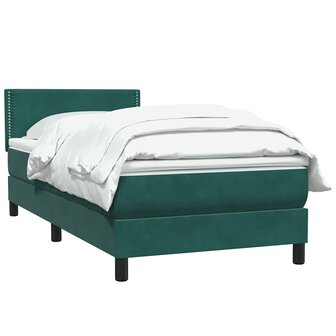 Boxspring met matras fluweel donkergroen 80x210 cm 3