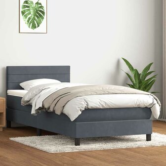 Boxspring met matras fluweel donkergrijs 80x210 cm 1