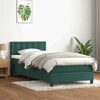 Boxspring met matras fluweel donkergroen 80x210 cm 1