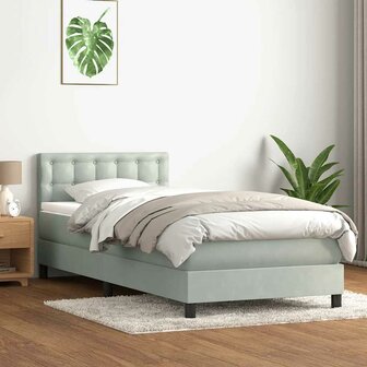 Boxspring met matras fluweel lichtgrijs 80x220 cm 1