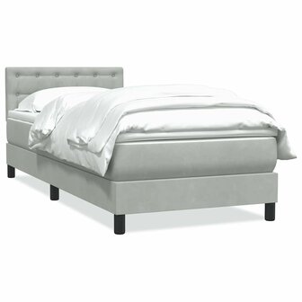 Boxspring met matras fluweel lichtgrijs 80x220 cm 2