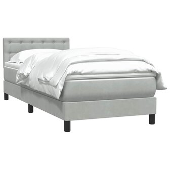 Boxspring met matras fluweel lichtgrijs 80x220 cm 3