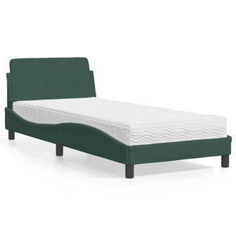 Bed met matras fluweel donkergroen 80x200 cm 1