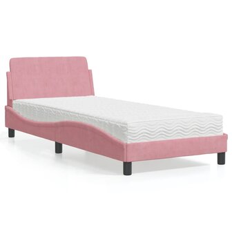Bed met matras fluweel roze 80x200 cm 1