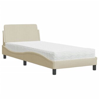 Bed met matras stof cr&egrave;mekleurig 90x190 cm 2
