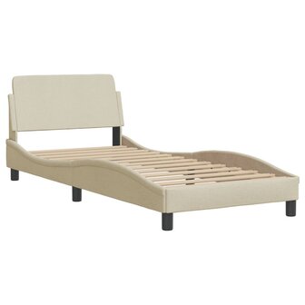 Bed met matras stof cr&egrave;mekleurig 90x190 cm 4