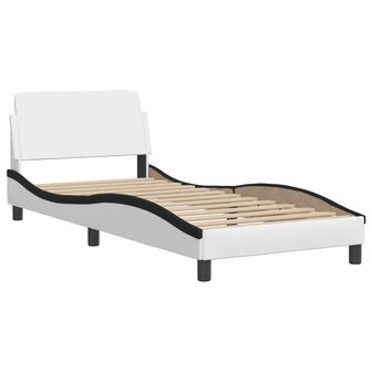 Bed met matras kunstleer zwart en wit 90x200 cm 4