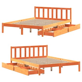 Bed met matras massief grenenhout wasbruin 140x190 cm 9