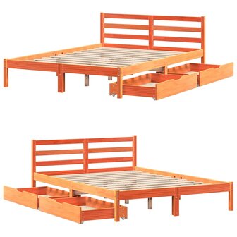 Bed met matras massief grenenhout wasbruin 140x190 cm 9