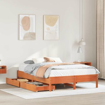 Bed met matras massief grenenhout wasbruin 140x190 cm 1
