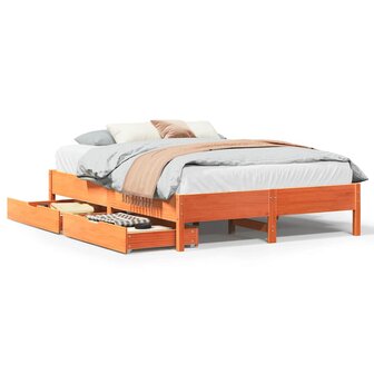 Bed met matras massief grenenhout wasbruin 140x190 cm 2