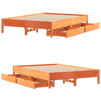 Bed met matras massief grenenhout wasbruin 140x190 cm 9