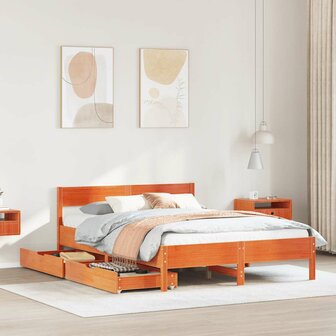 Bed met matras massief grenenhout wasbruin 140x190 cm 1