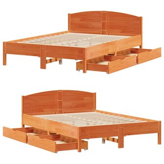 Bed met matras massief grenenhout wasbruin 140x190 cm 9