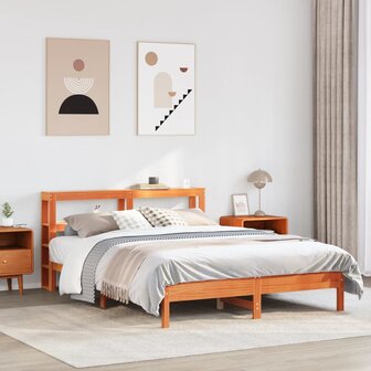 Bed met matras massief grenenhout wasbruin 140x190 cm 1