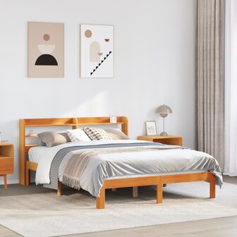 Bed met matras massief grenenhout wasbruin 140x190 cm 1