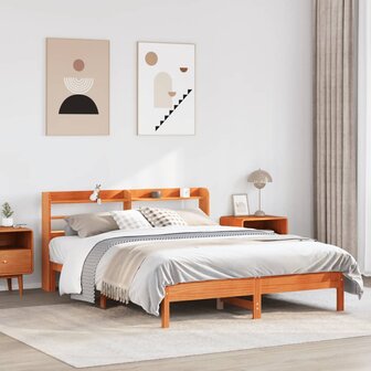 Bed met matras massief grenenhout wasbruin 140x190 cm 1