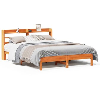Bed met matras massief grenenhout wasbruin 140x190 cm 2