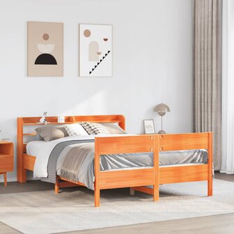 Bed met matras massief grenenhout wasbruin 140x190 cm 1