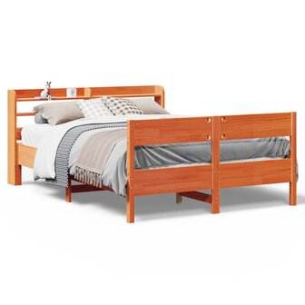 Bed met matras massief grenenhout wasbruin 140x190 cm 2