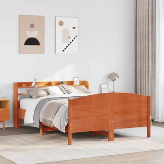 Bed met matras massief grenenhout wasbruin 140x190 cm 1