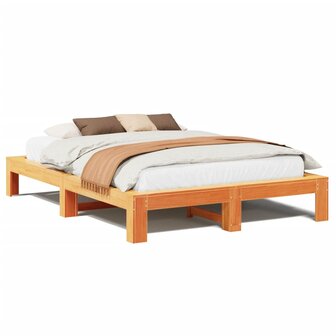 Bed met matras massief grenenhout wasbruin 140x190 cm 2