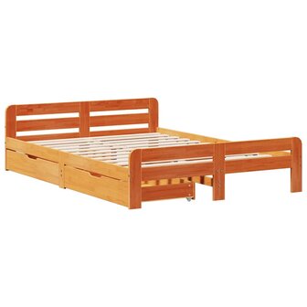 Bed met matras massief grenenhout wasbruin 140x190 cm 3