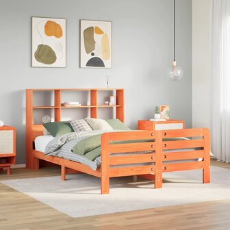 Bed met matras massief grenenhout wasbruin 140x190 cm 1