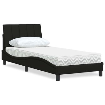 Bed met matras stof zwart 80x200 cm 1