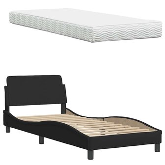 Bed met matras stof zwart 80x200 cm 8