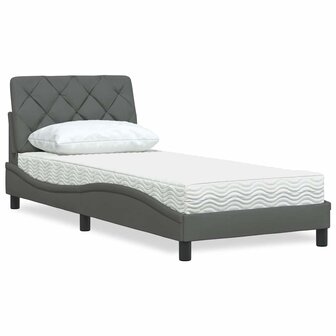 Bed met matras stof donkergrijs 90x190 cm 1